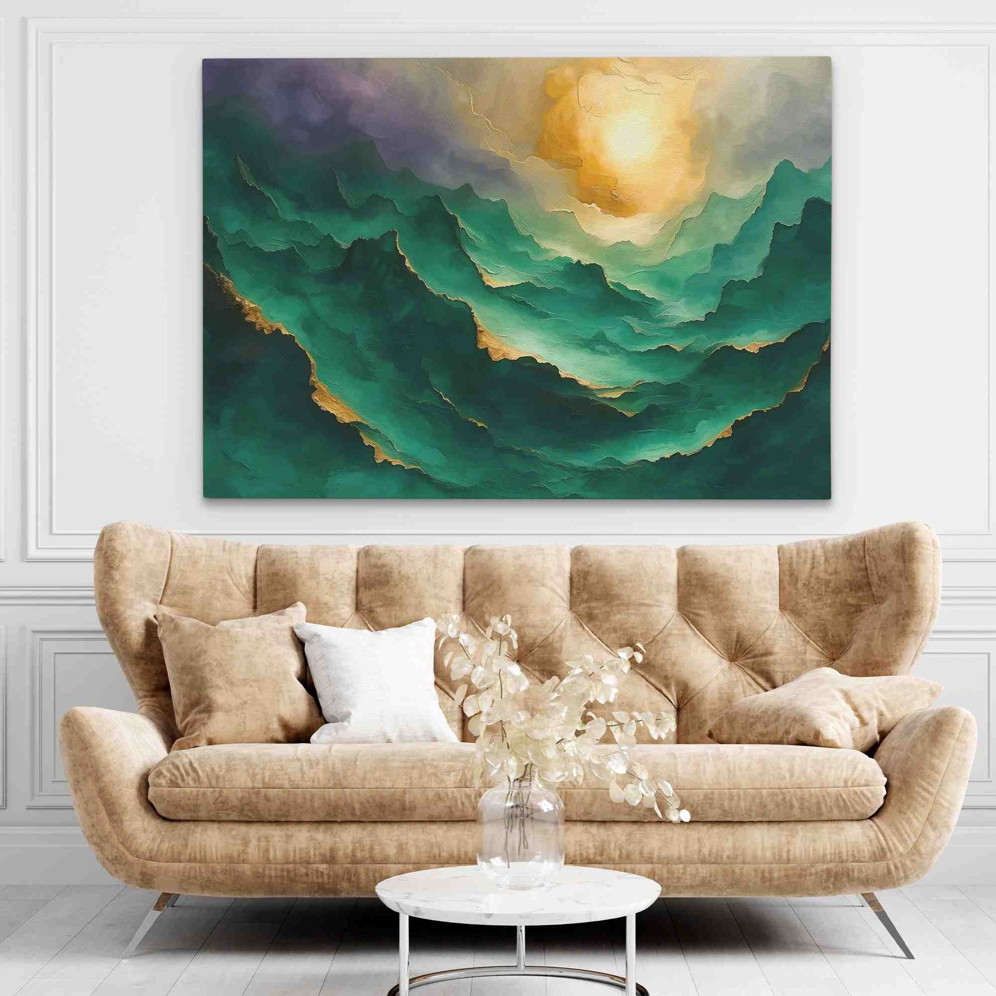 Emerald Mountaintops - Green Wall Art for Lounge