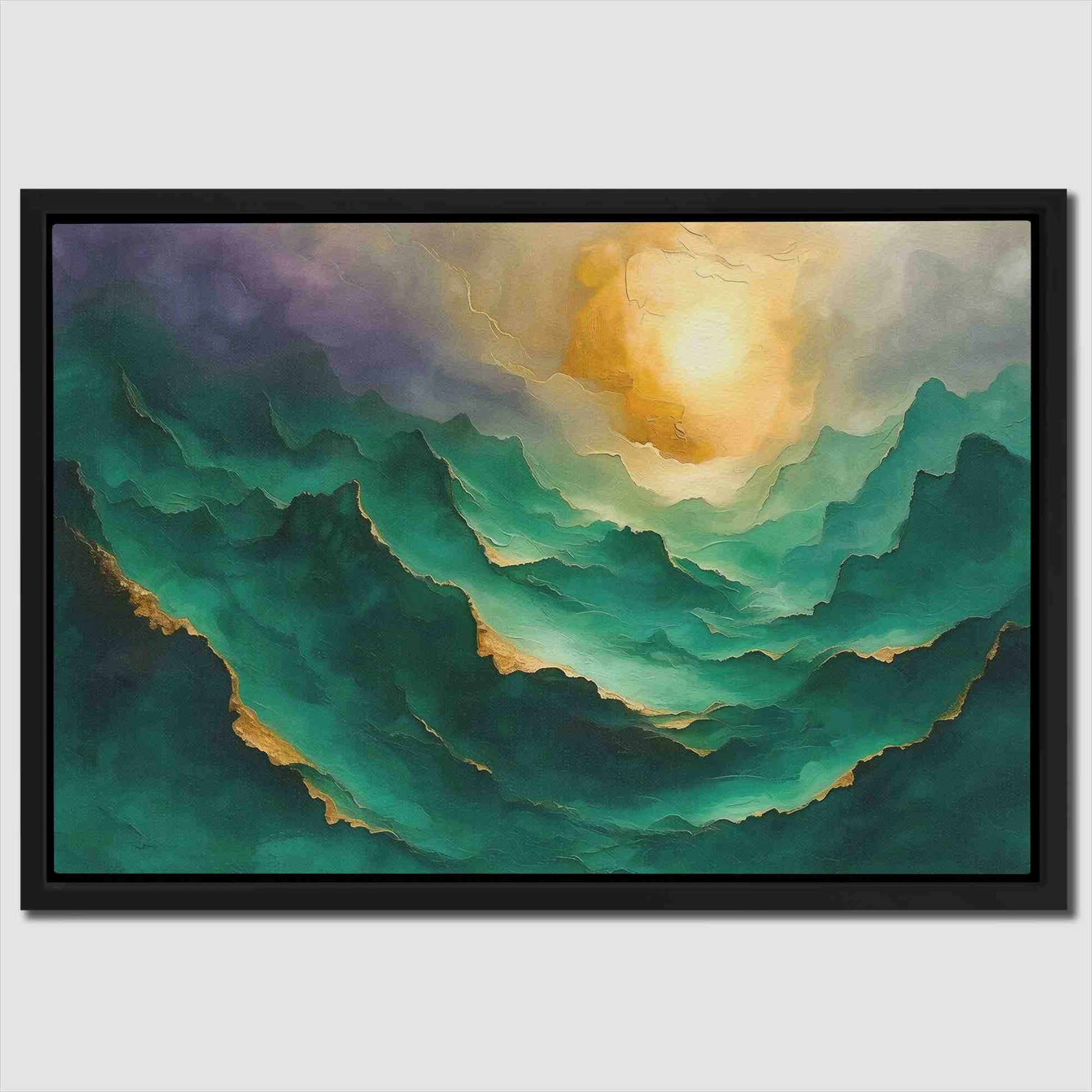 Emerald Mountaintops - Green Green and Gold Canvas Print