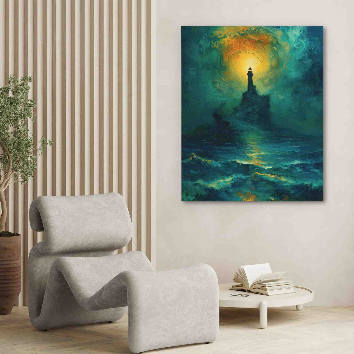 Emerald Night Sky - Large Abstract Canvas Print