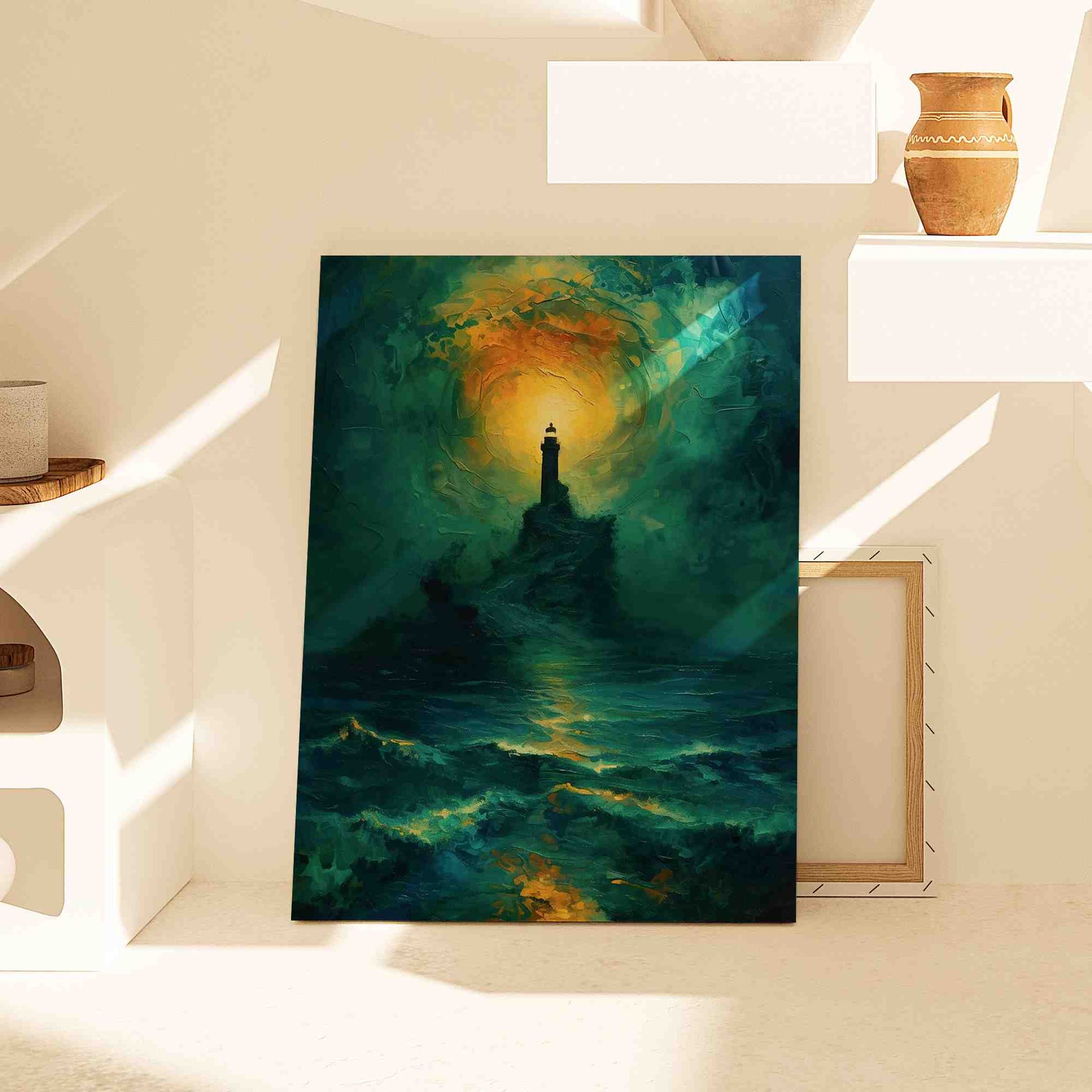 Emerald Night Sky - Abstract Wall Art in Black Frame