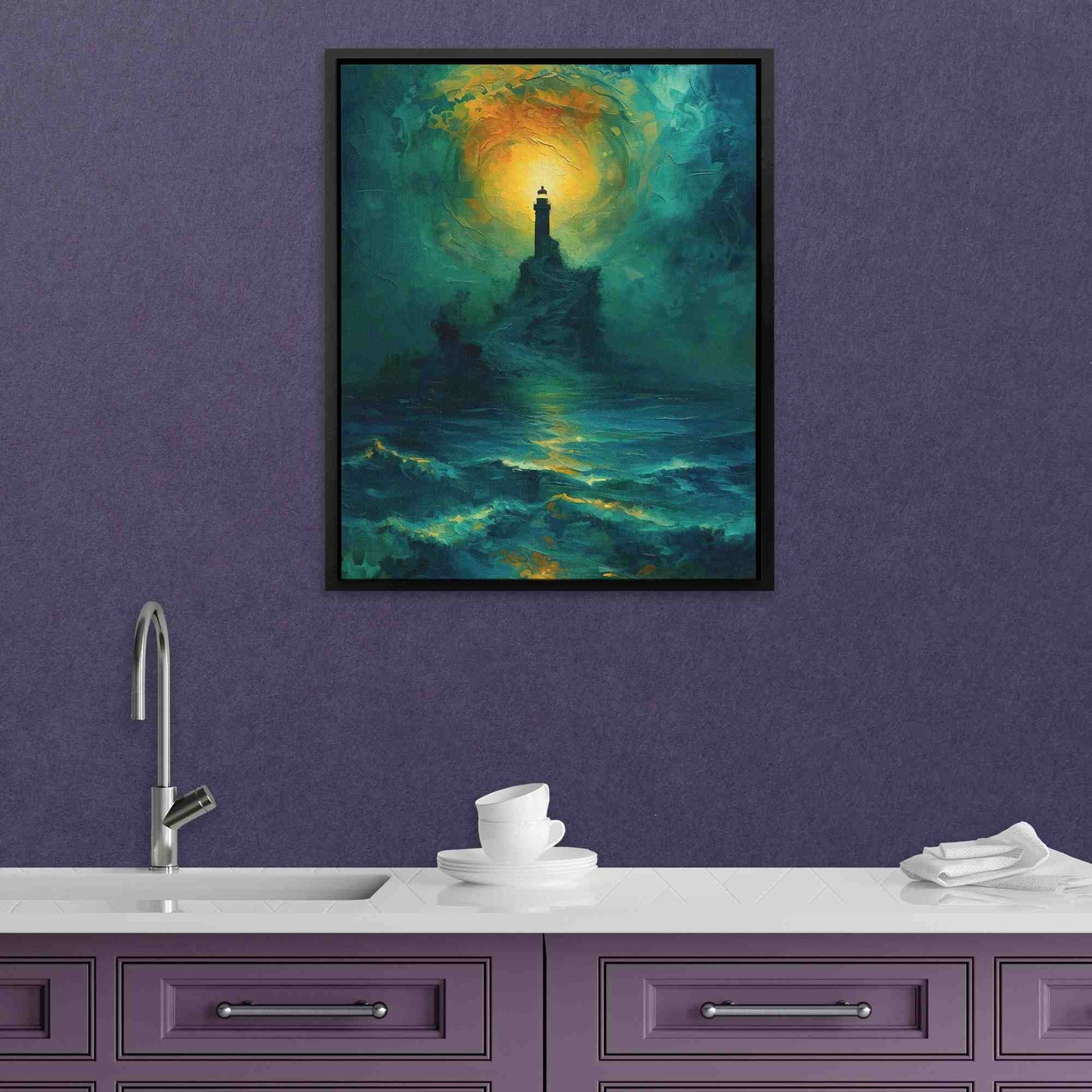 Emerald Night Sky - Abstract Green Canvas Wall Art
