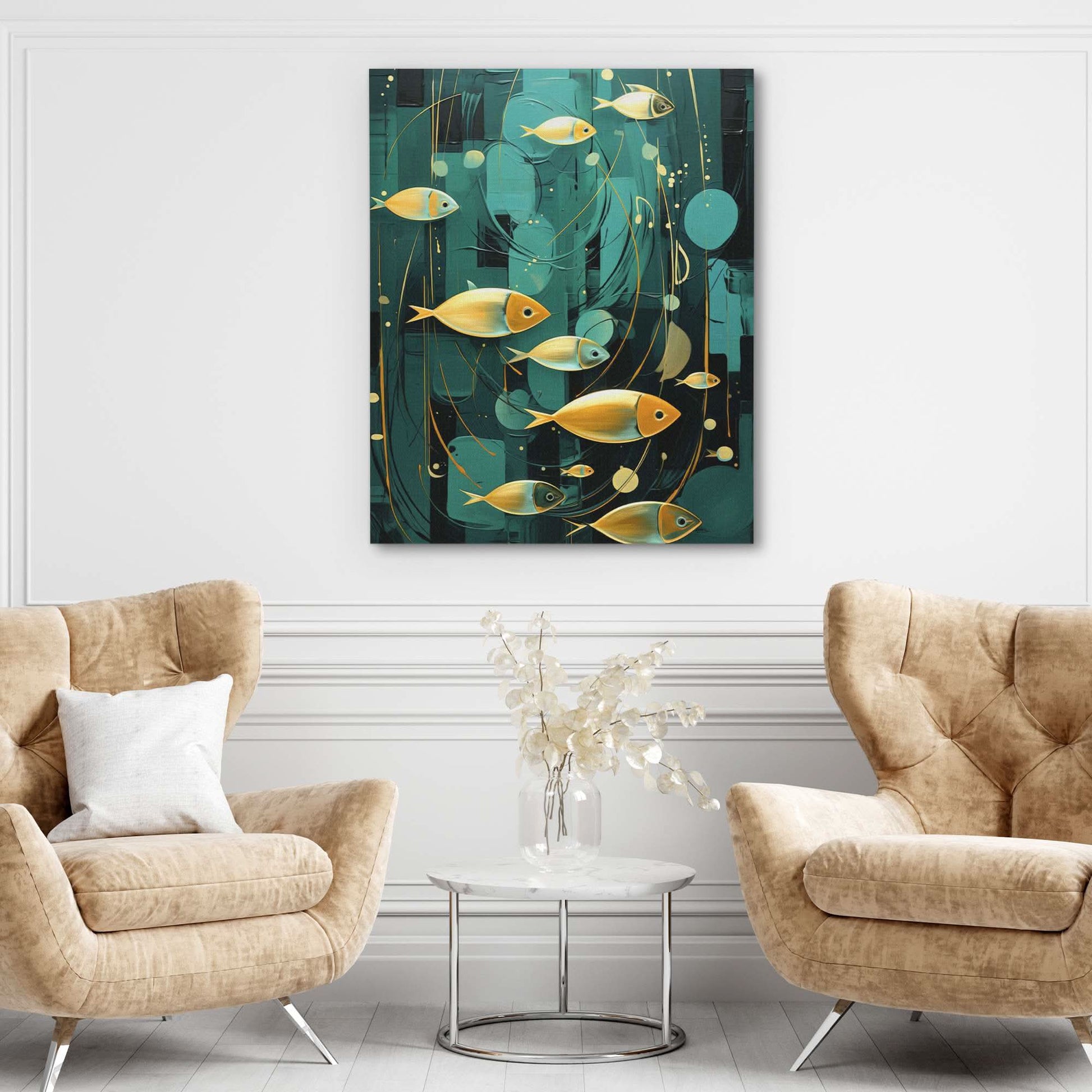 Emerald Oasis - Gold Fish Canvas Print