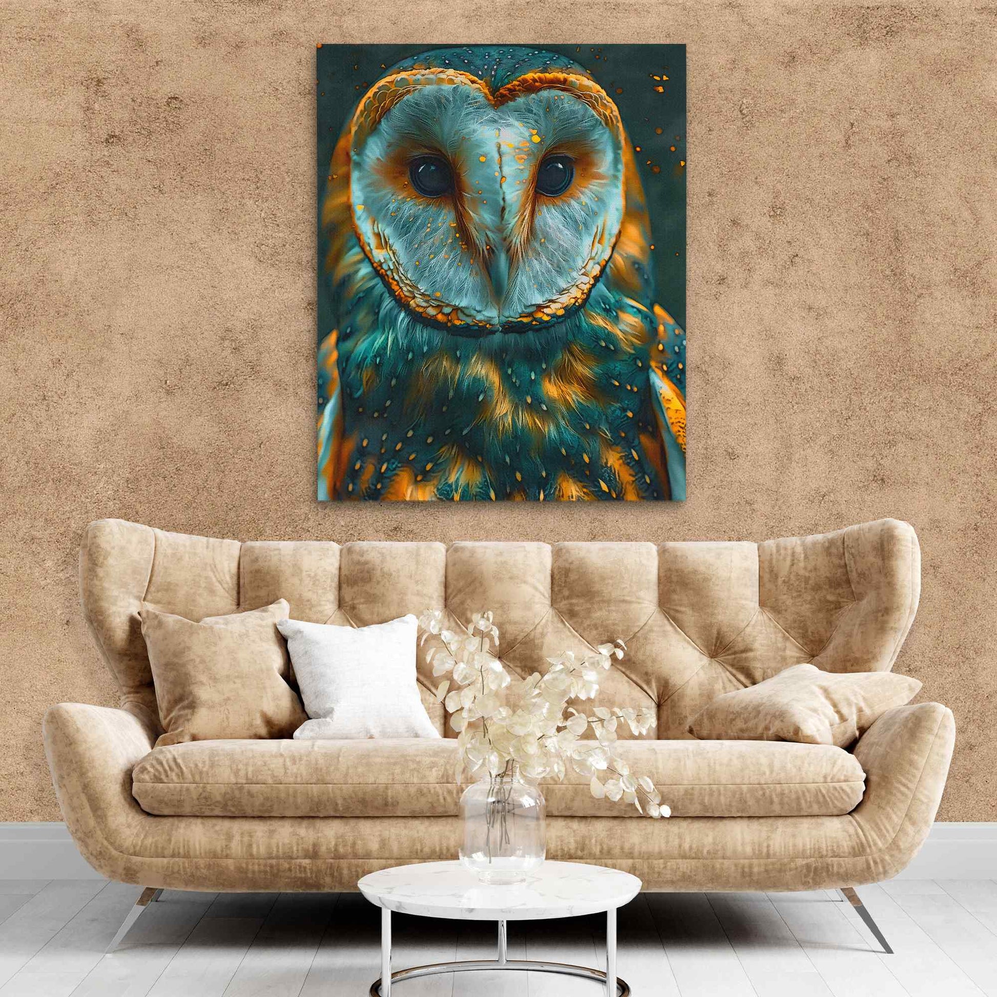 Emerald Owl - Surrealism Green Canvas Wall Art