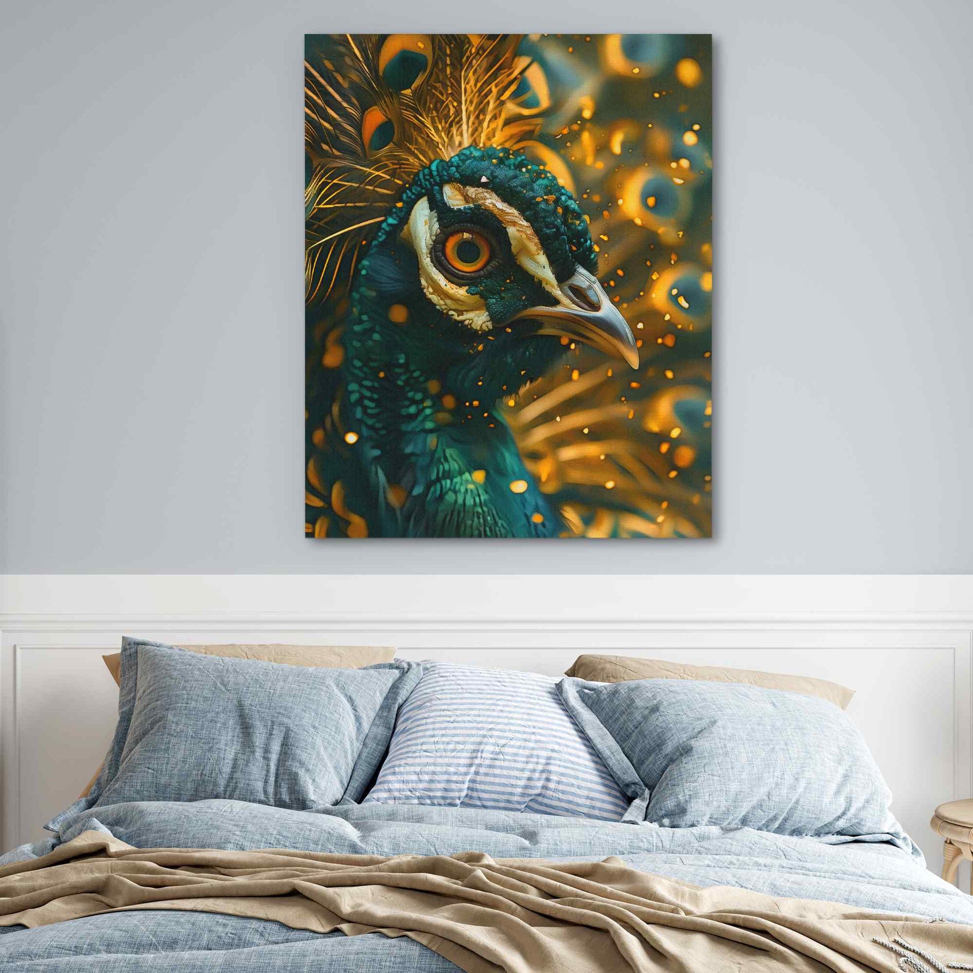 Emerald Peacock - Surrealism Wall Art in Black Frame