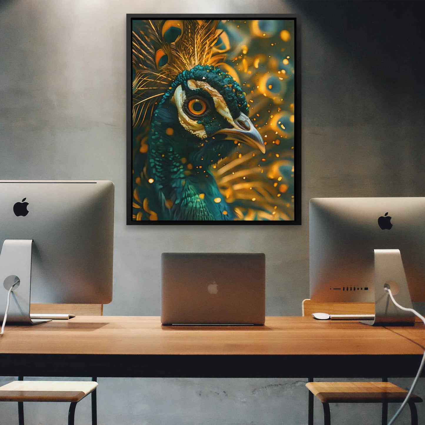 Emerald Peacock - Green Bird Canvas Print