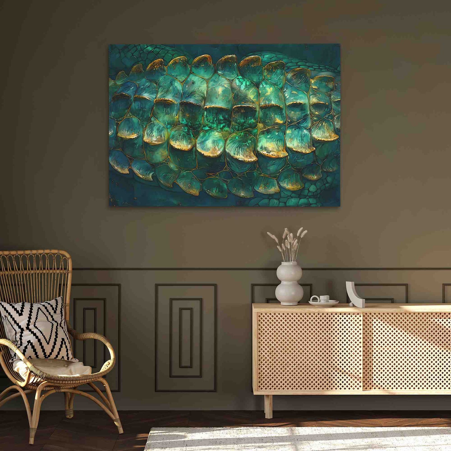 Emerald Scales - Abstract Green Canvas Wall Art