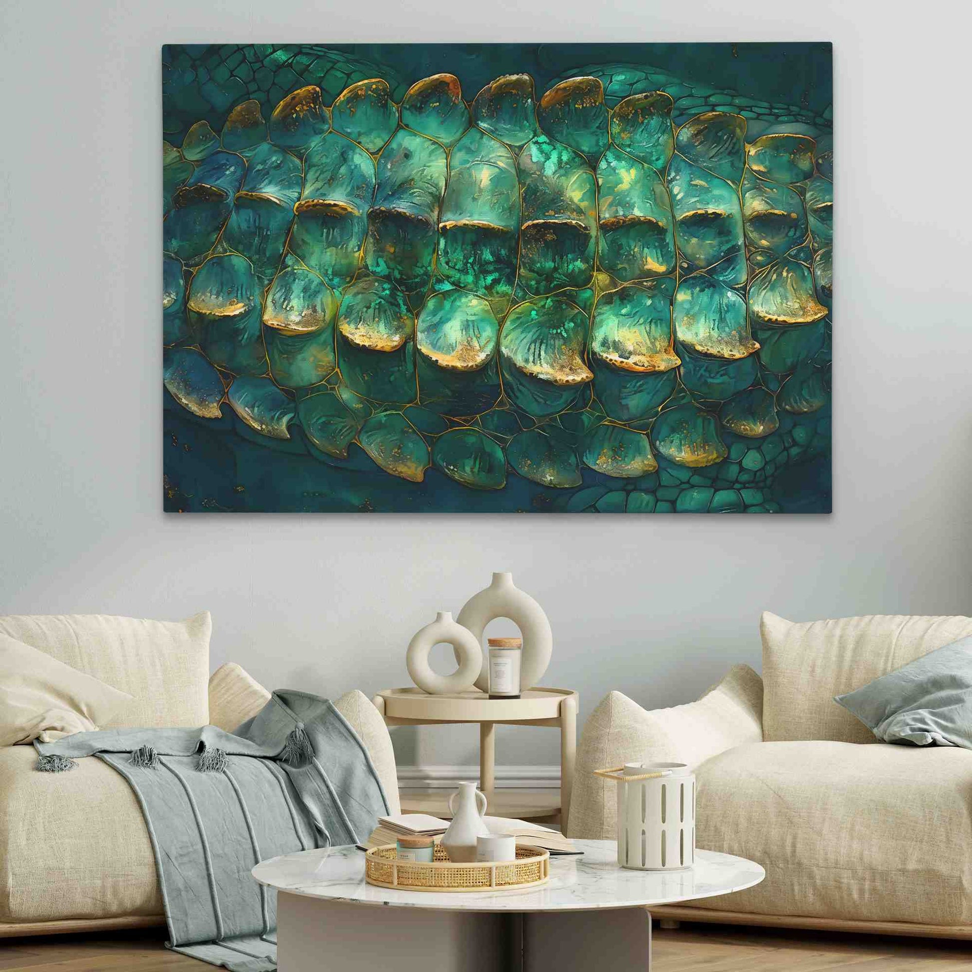 Emerald Scales - Animals Wall Art in Black Frame
