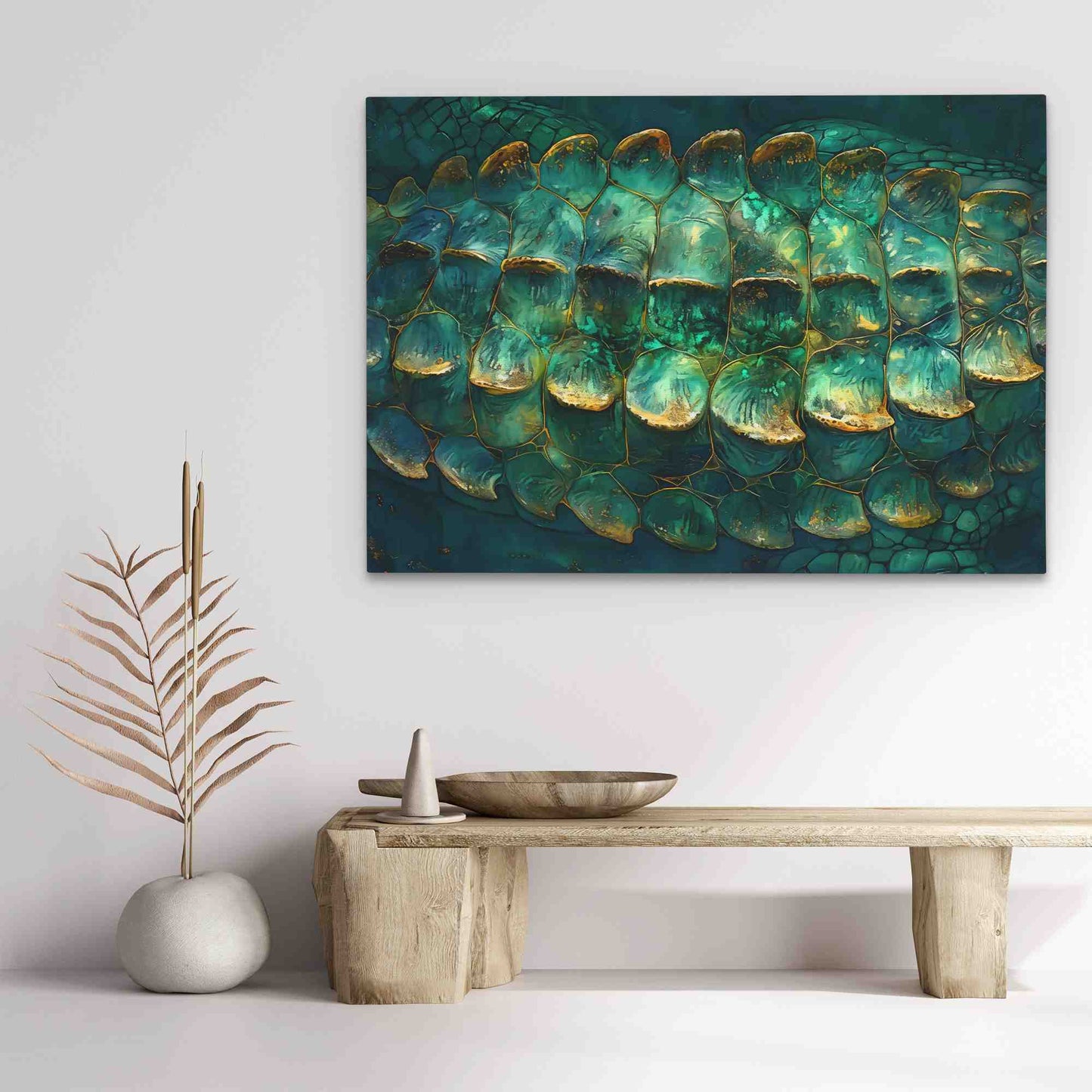 Emerald Scales - Large Abstract Canvas Print