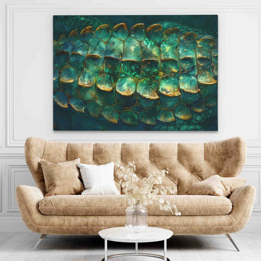 Emerald Scales - Abstract Wall Art in Black Frame