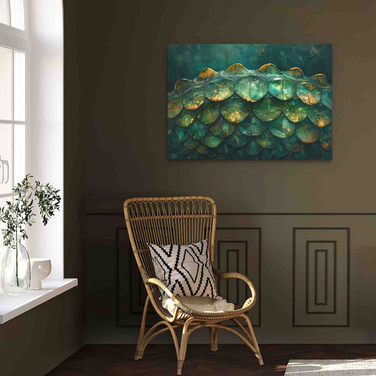 Emerald Spine - Abstract Wall Art in Black Frame