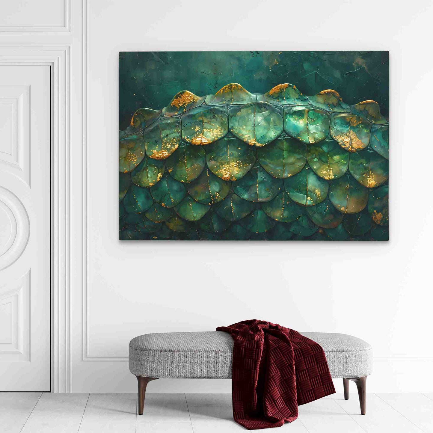 Emerald Spine - Large Abstract Canvas Print