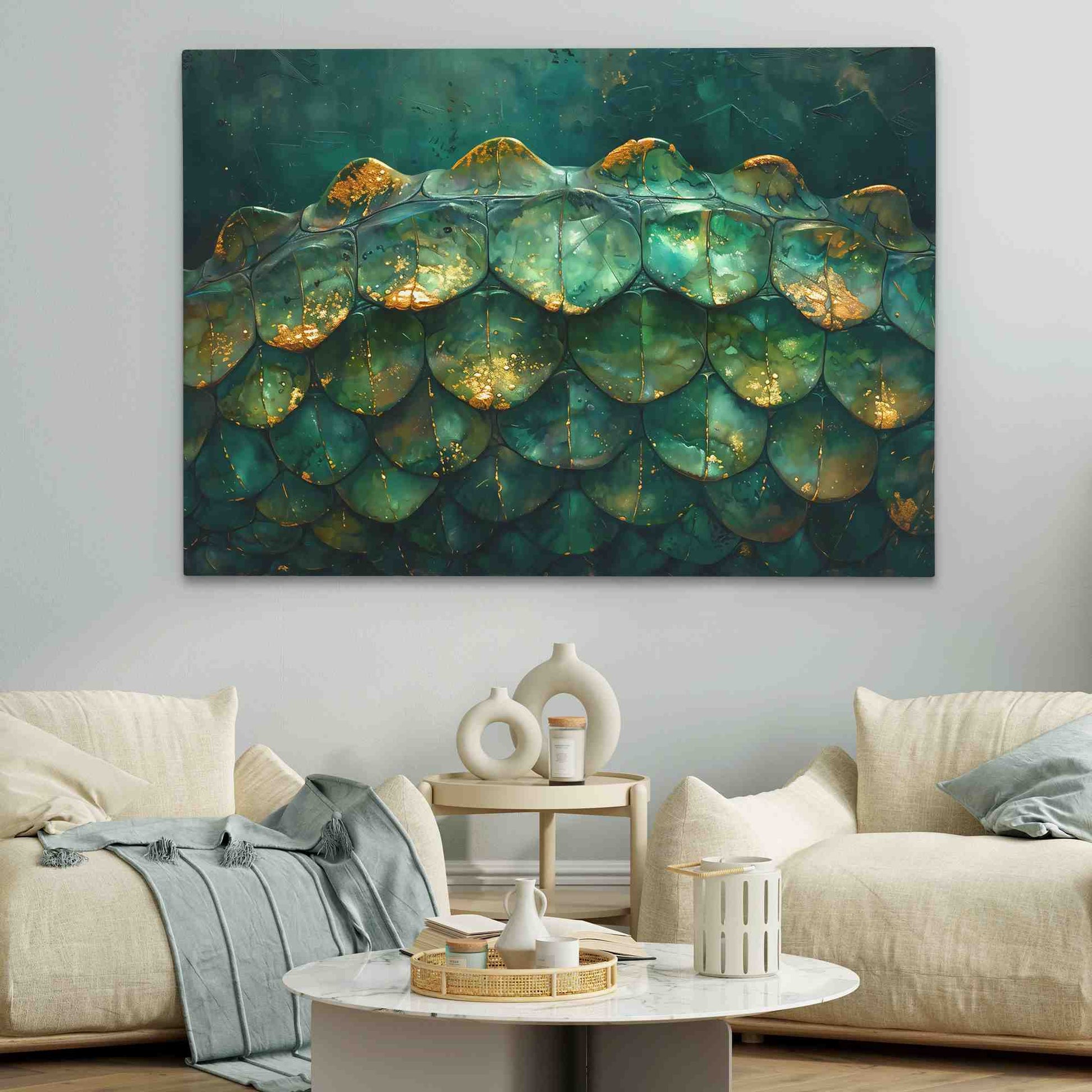 Emerald Spine - Abstract Green Canvas Wall Art
