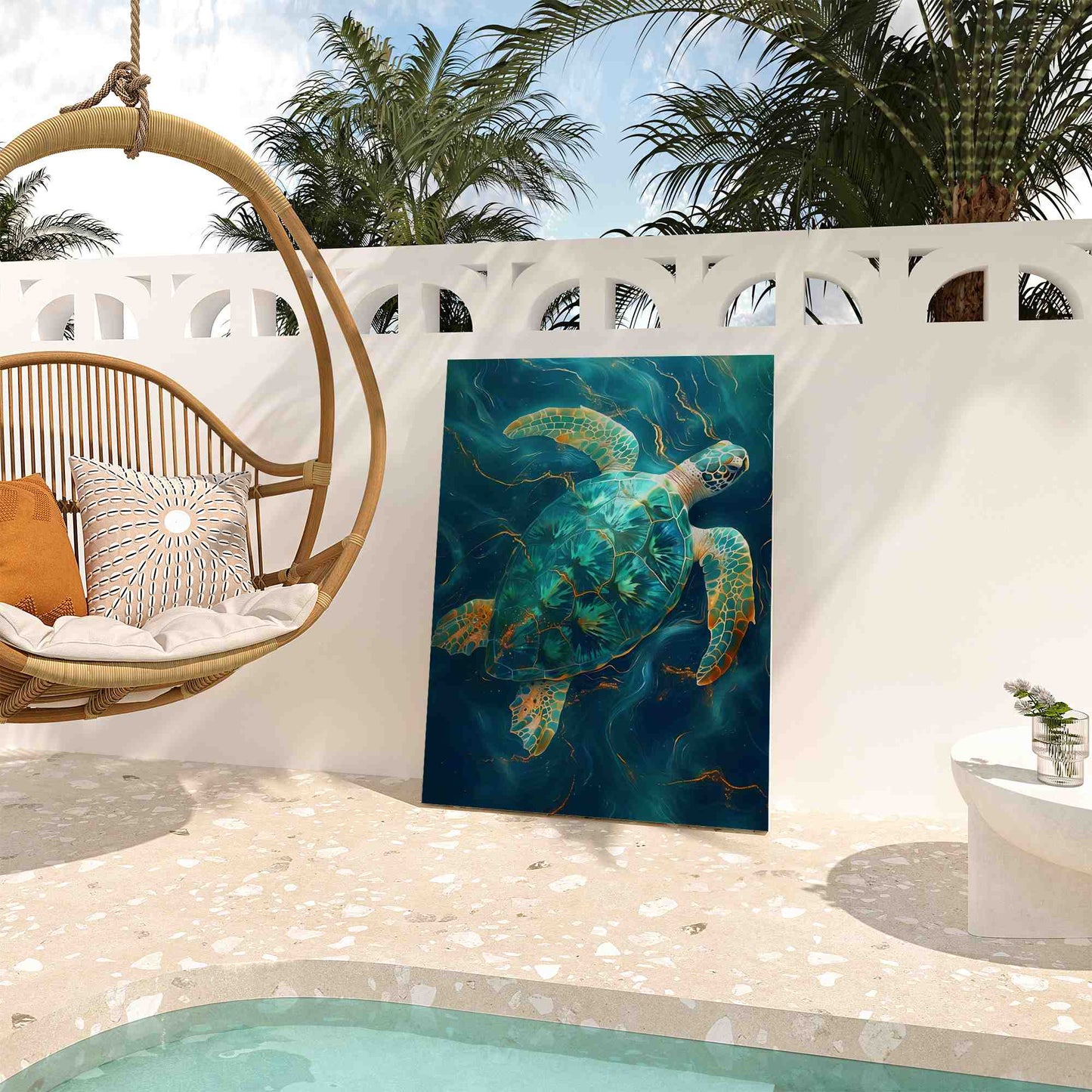 Emerald Tortoise - Surrealism Wall Art in Black Frame