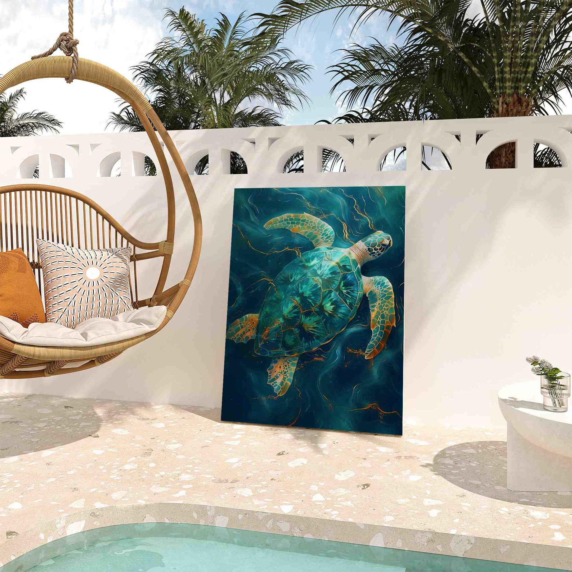 Emerald Tortoise - Surrealism Wall Art in Black Frame
