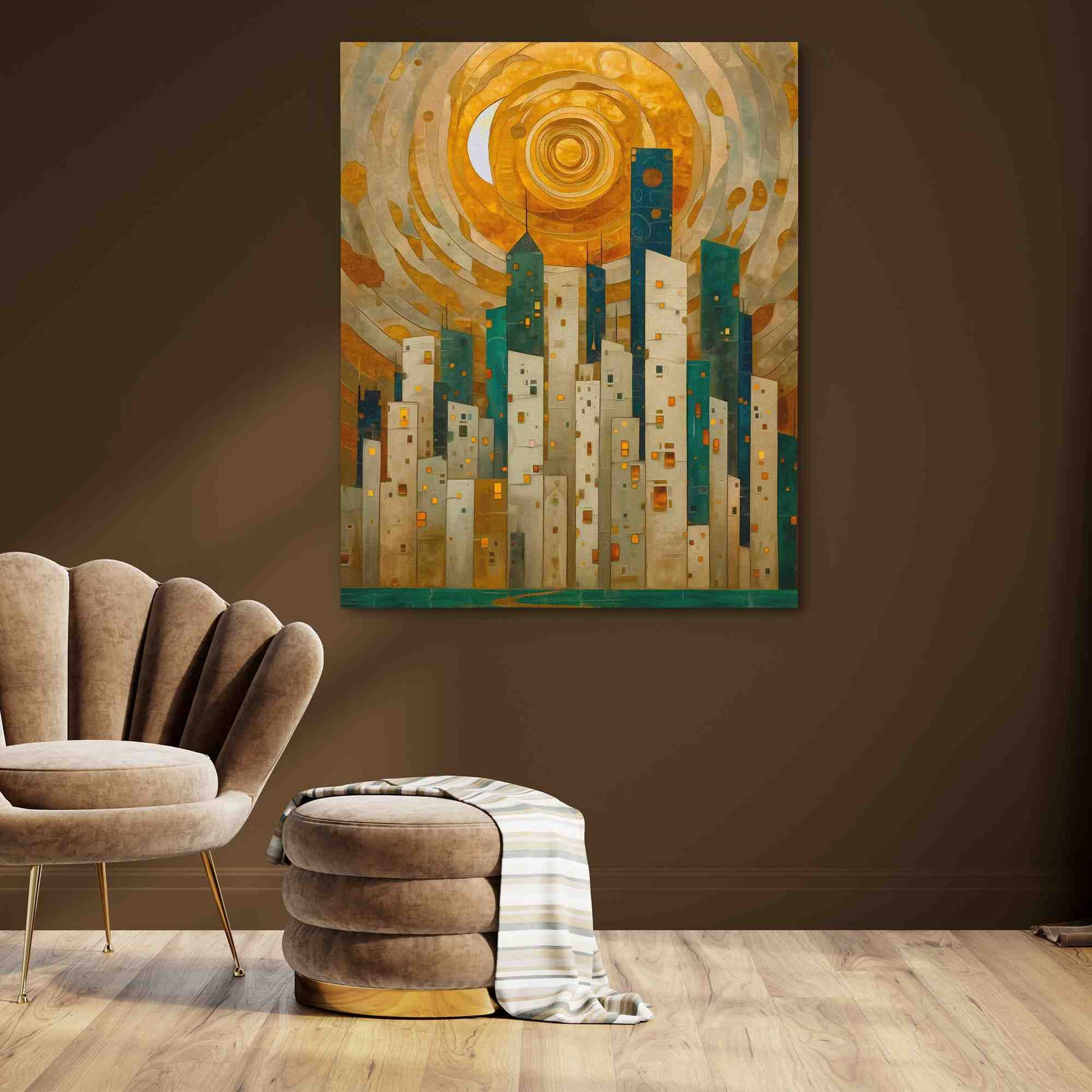 Emerald Valley City - Gold Wall Art