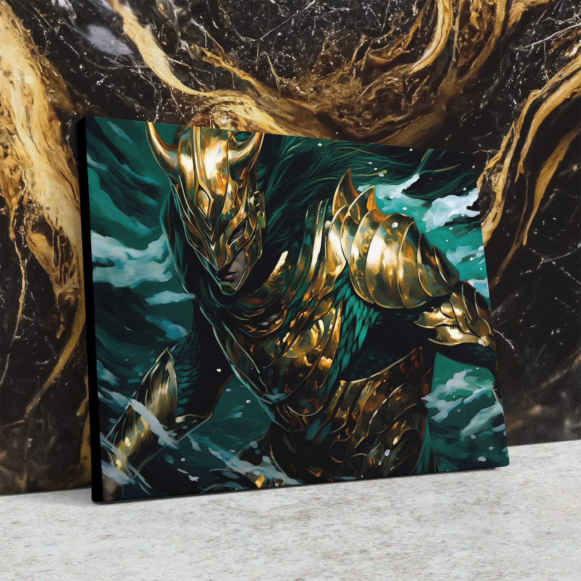 Emerald Warrior - Fantasy Wall Art in Black Frame