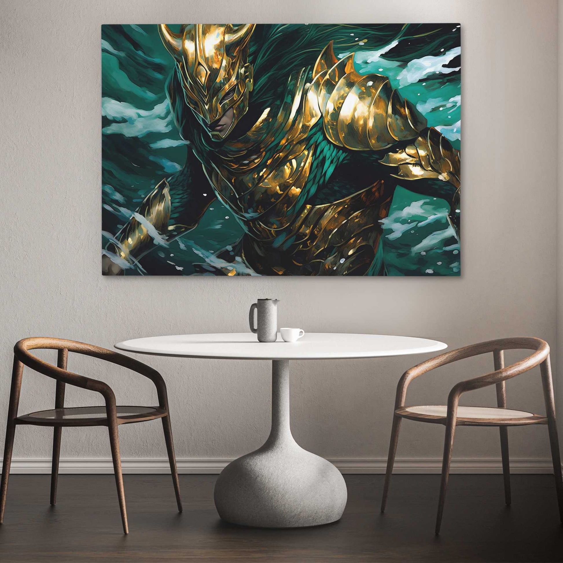 Emerald Warrior - Turquoise Wall Art in Black Frame