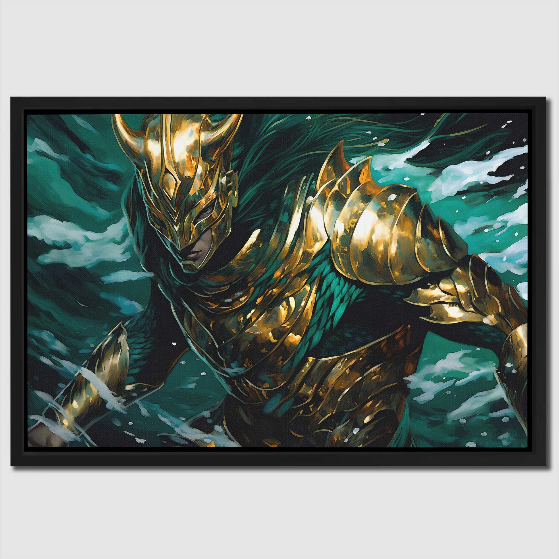 Emerald Warrior - Fantasy Gold Canvas Wall Art