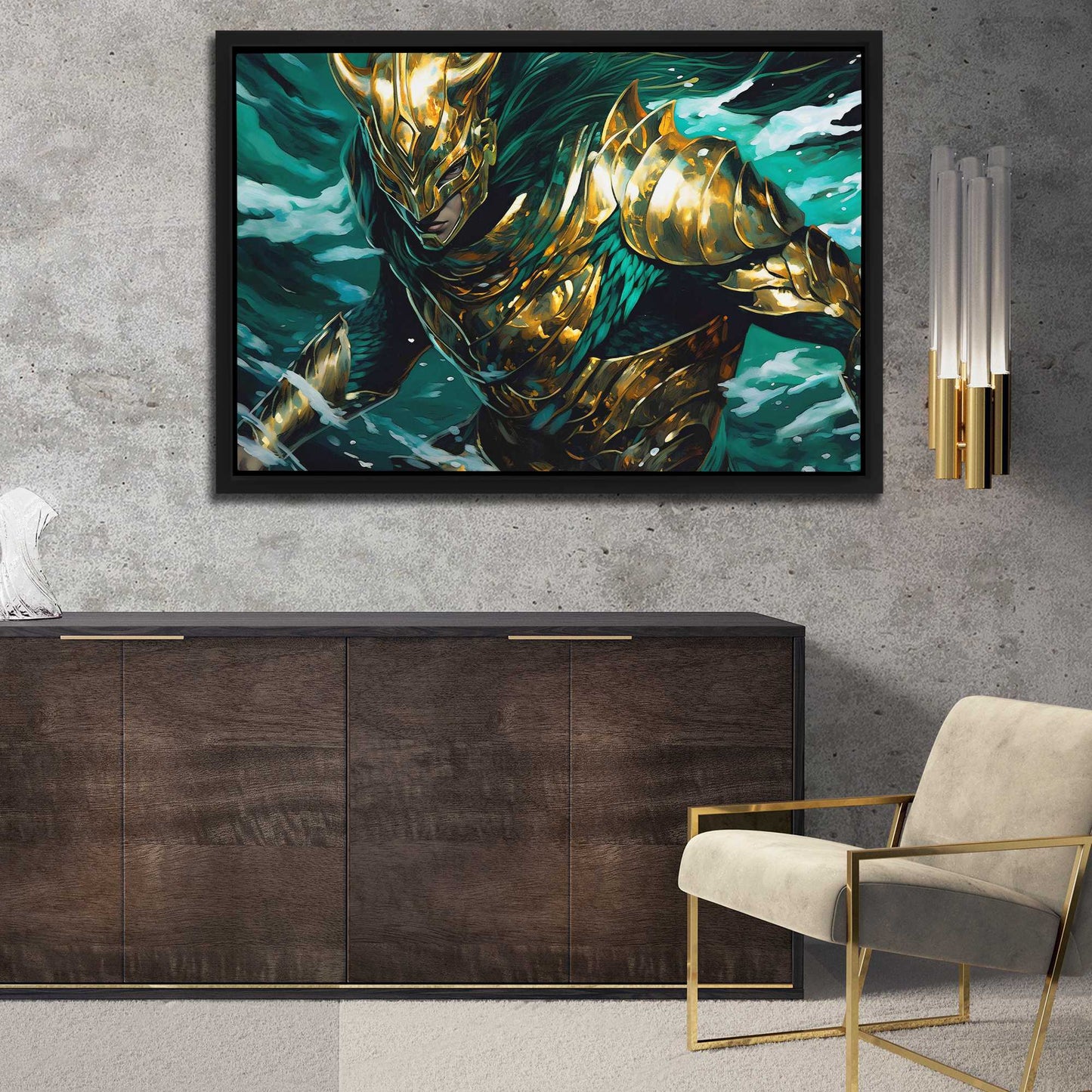 Emerald Warrior - Gold Turquoise Canvas Print