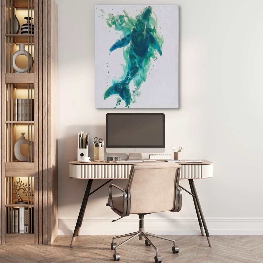 Emerald Whale - Abstract Wall Art in Black Frame