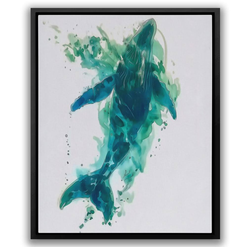 Emerald Whale - Nature Wall Art in Black Frame