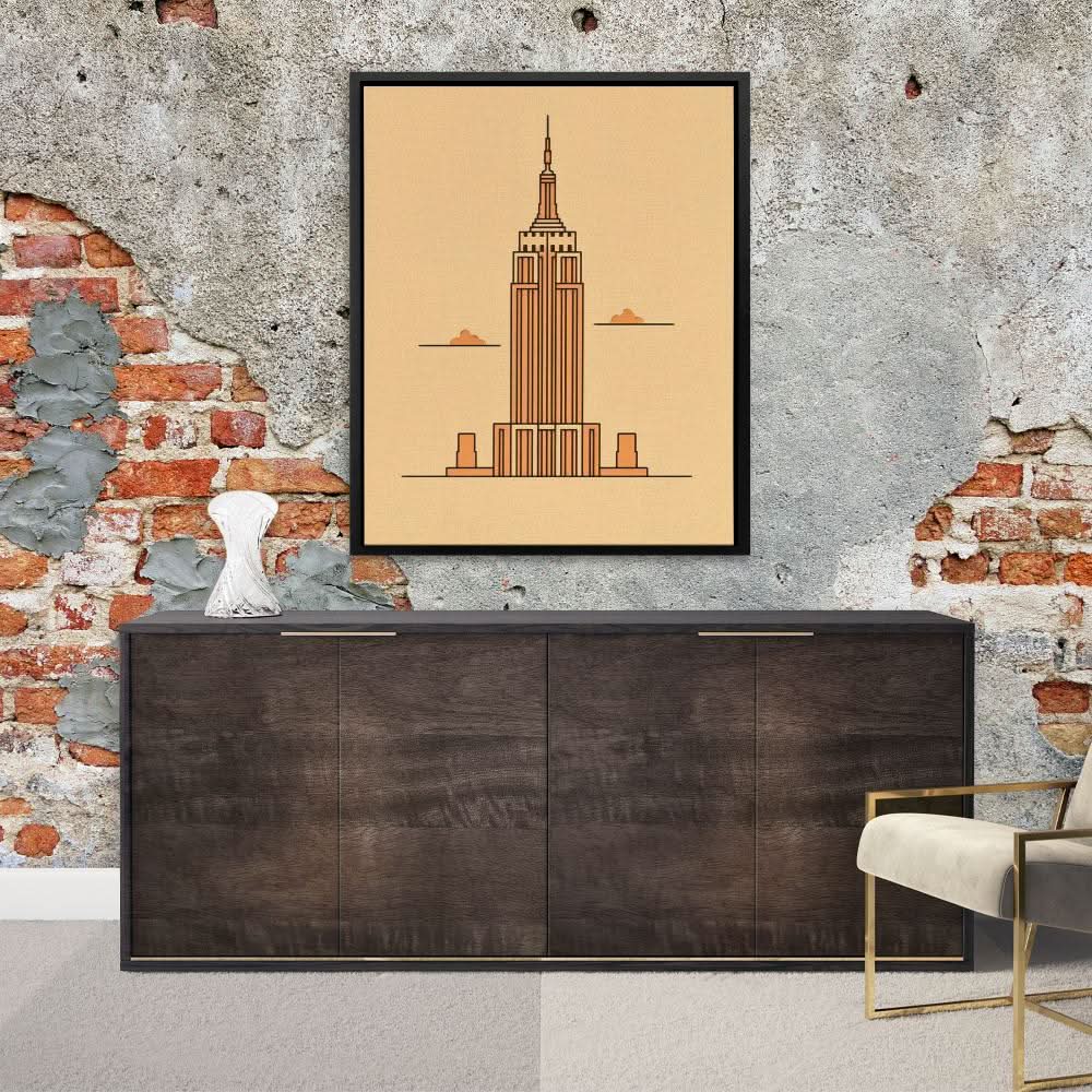 Empire State - Beige Cityscapes Canvas Print
