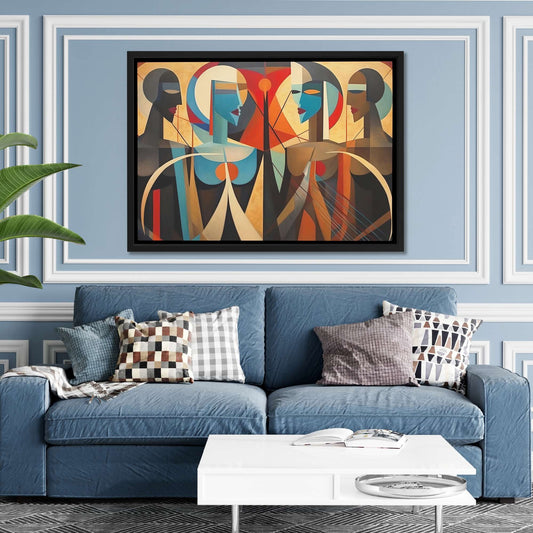 Empowering Discussions - Abstract Wall Art in Black Frame