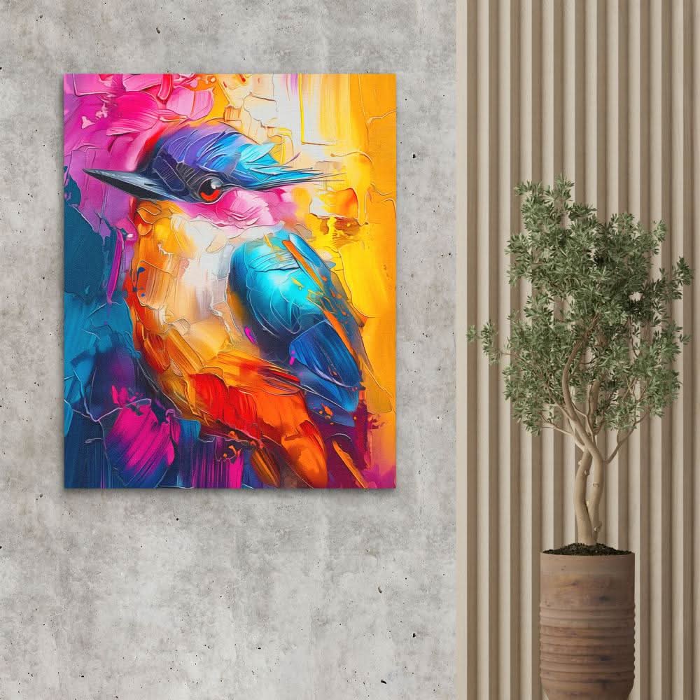 Enchanted Bird - Abstract Wall Art in Black Frame