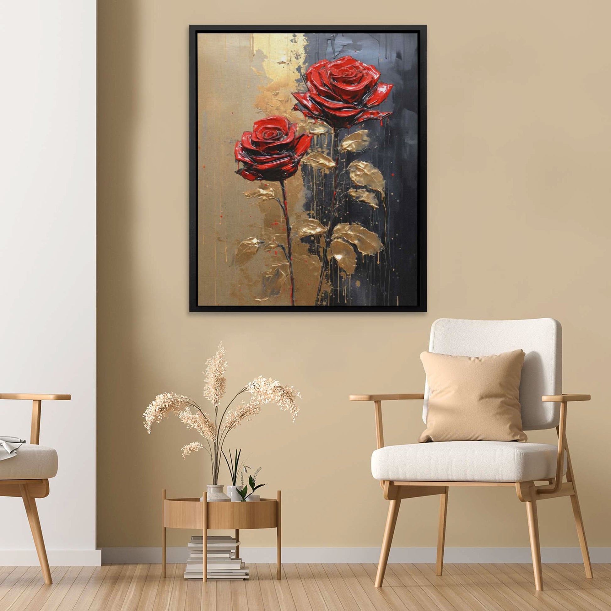 Enchanted Blossoms - Black and Gold Garden Canvas Print