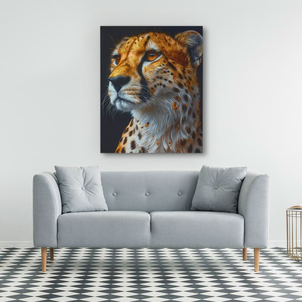 Enchanted Cheetah - Big Cat Wall Art in Black Frame