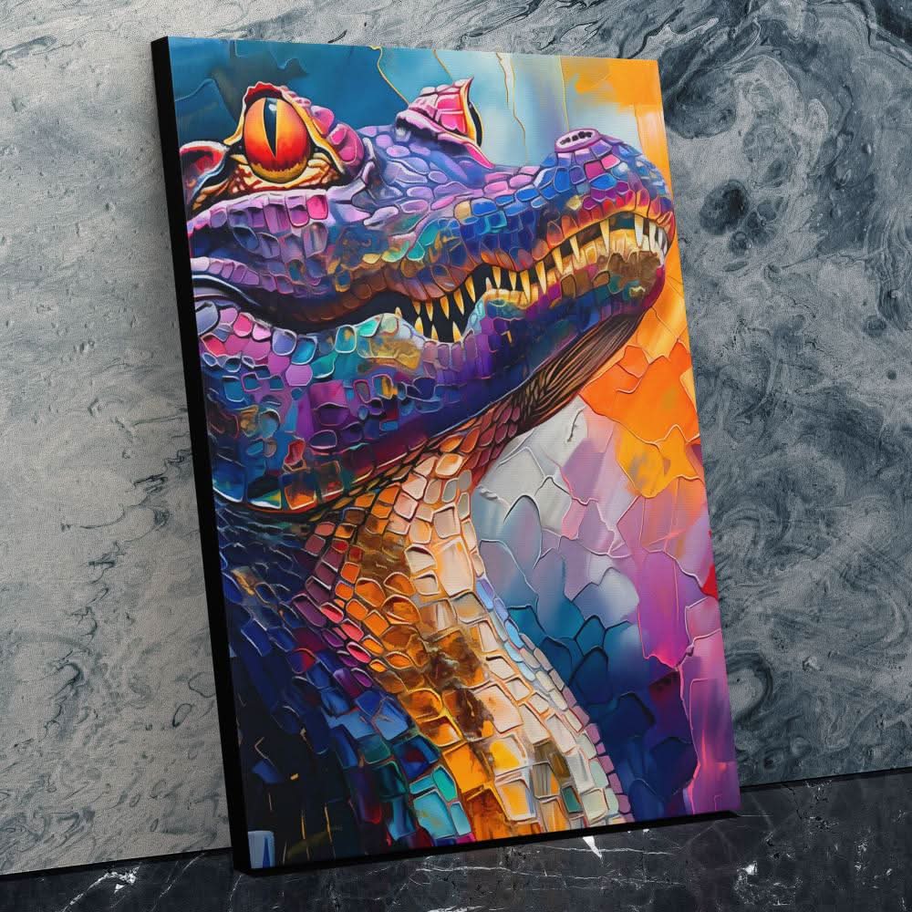 Enchanted Crocodile - Colorful Nature Canvas Print