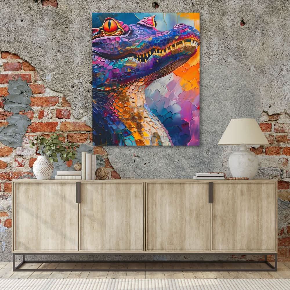 Enchanted Crocodile - Nature Wall Art in Black Frame