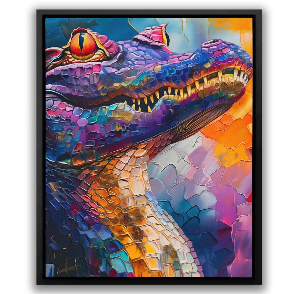 Enchanted Crocodile - Abstract Colorful Canvas Wall Art