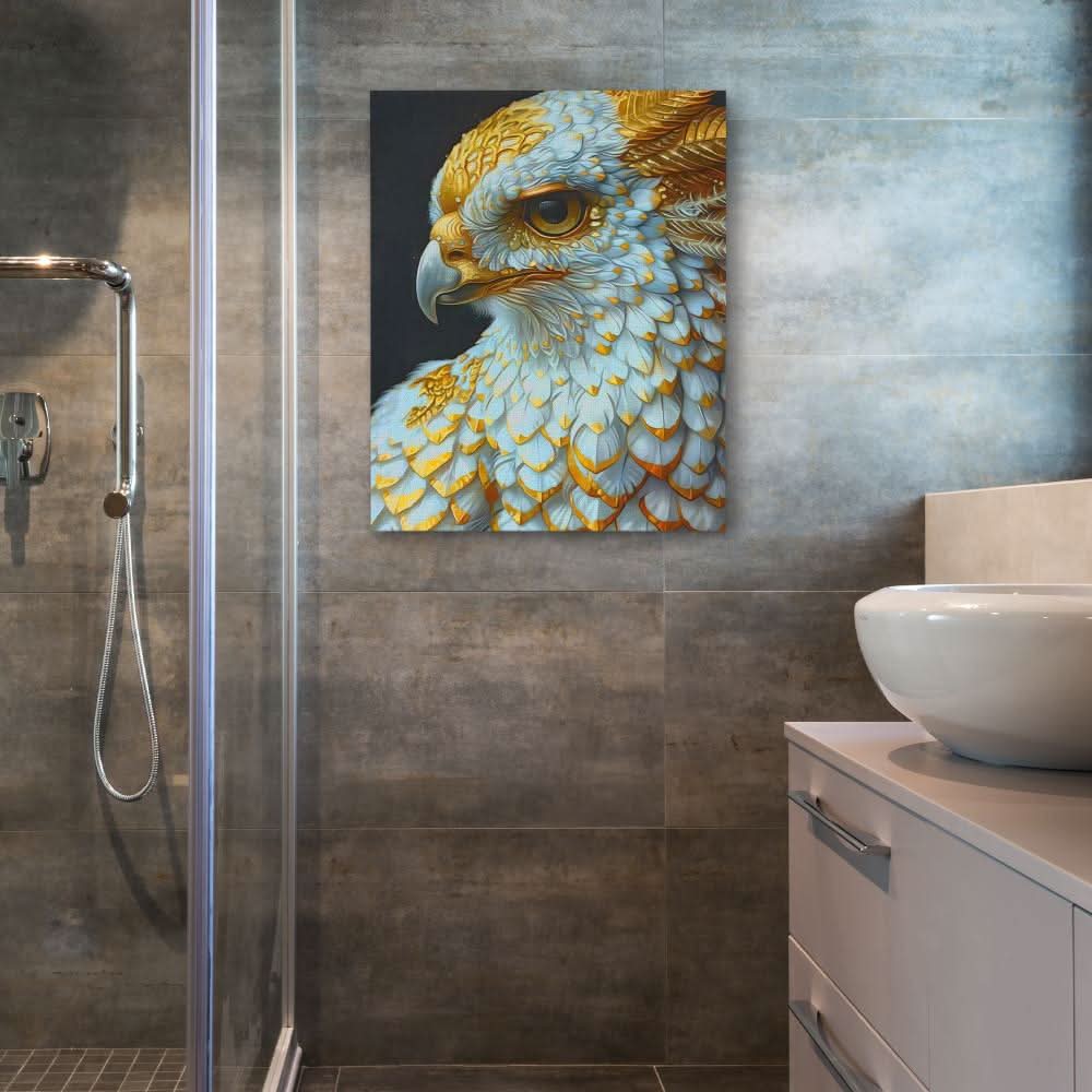 Enchanted Hawk - Modern White Canvas Wall Art