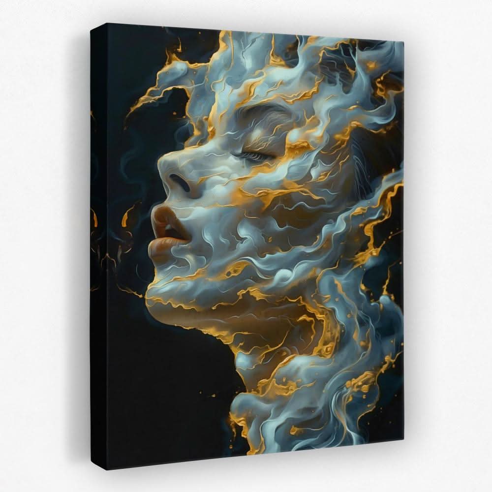 Enchanted Soul - Black Gold and White Canvas Wall Art