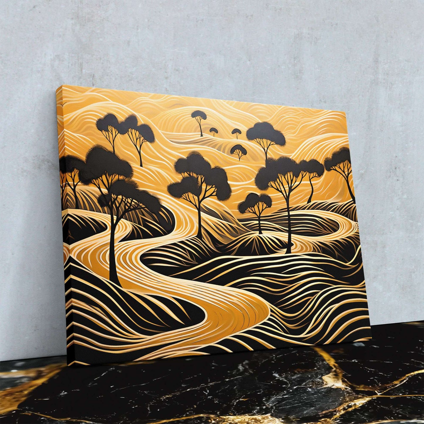 Endless Gold - Black and Gold Horizontal Canvas Print