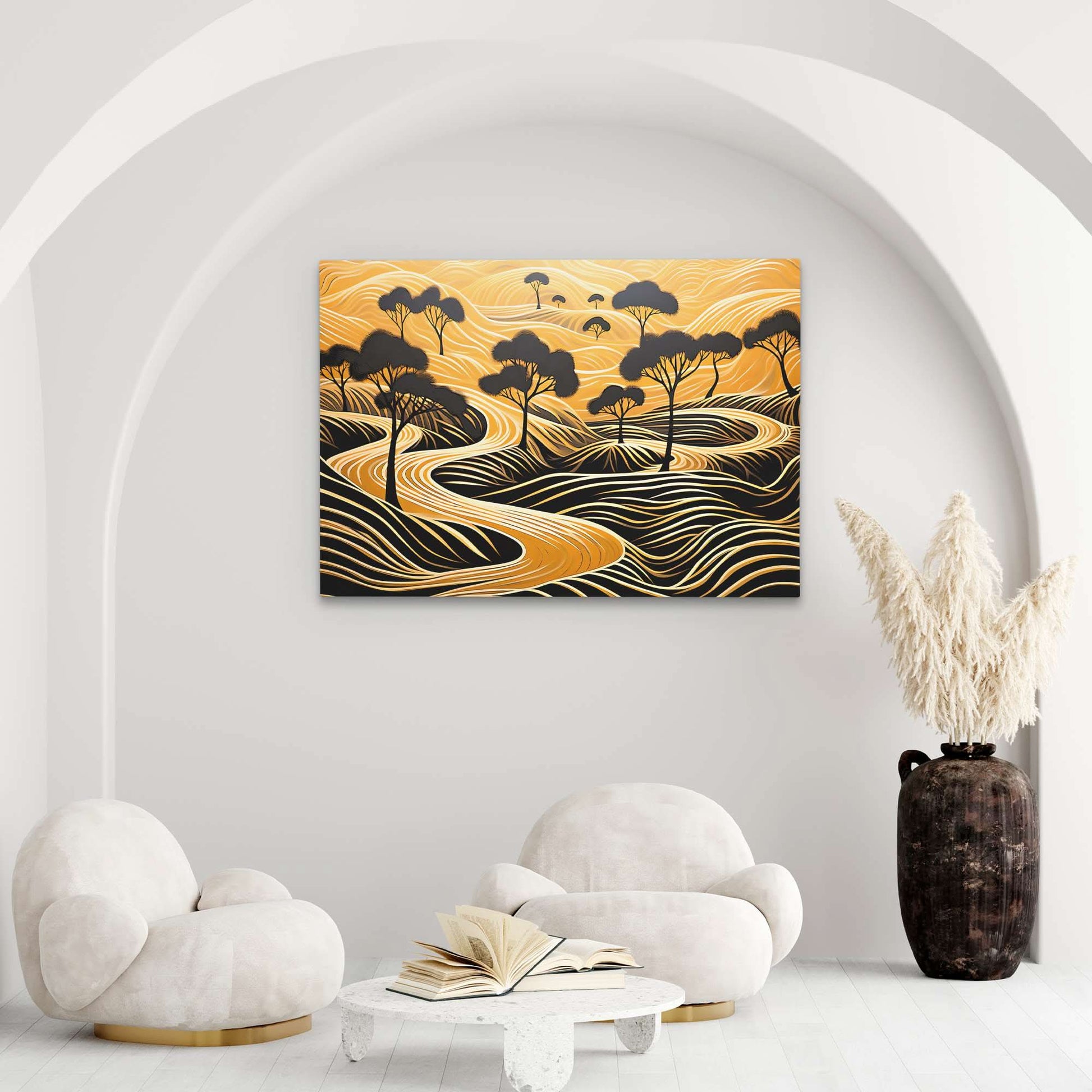 Endless Gold - Wall Art in Black Frame