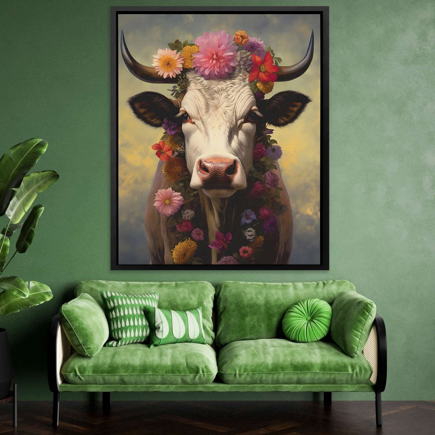 Energetic Pasture - Wall Art in Black Frame
