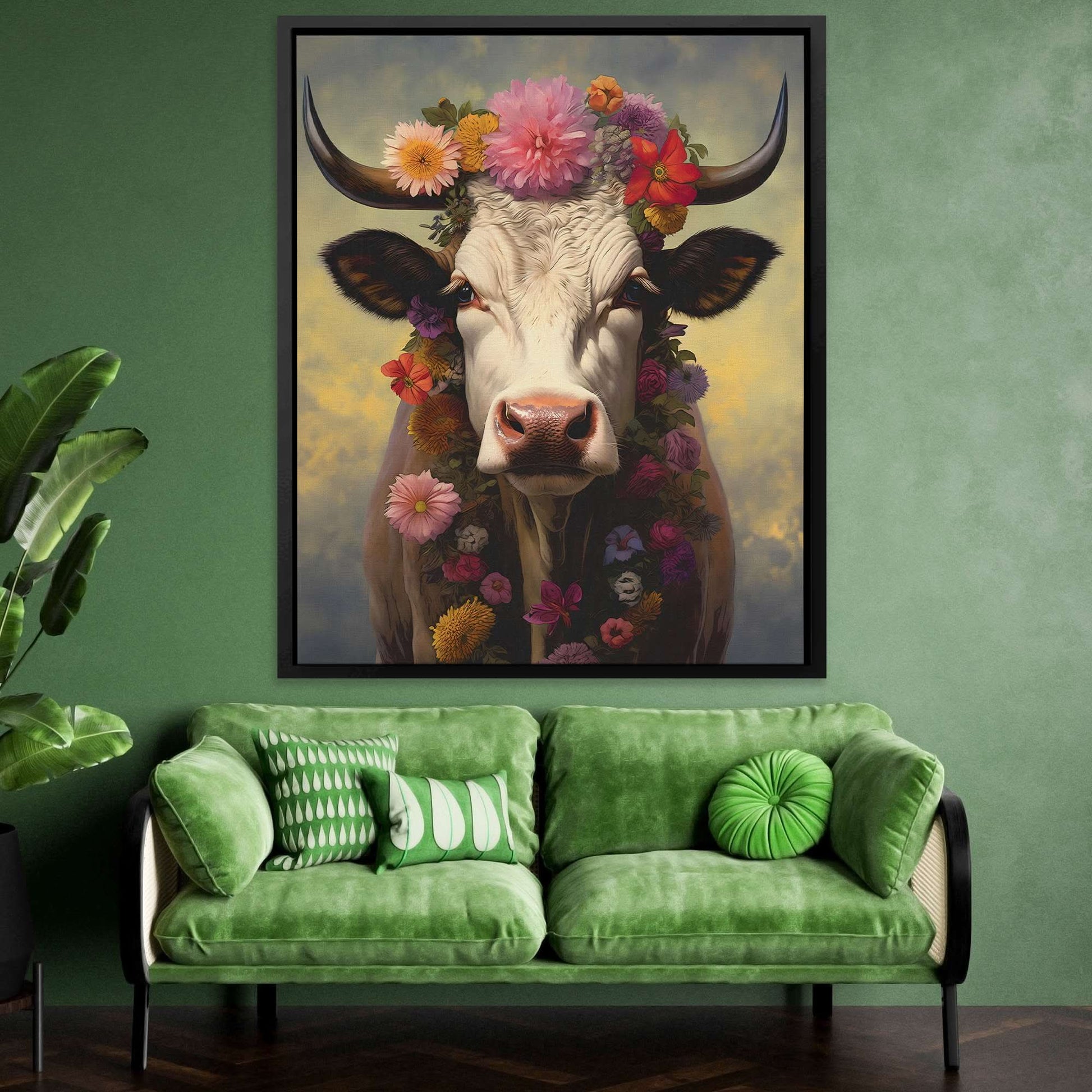 Energetic Pasture - Wall Art in Black Frame
