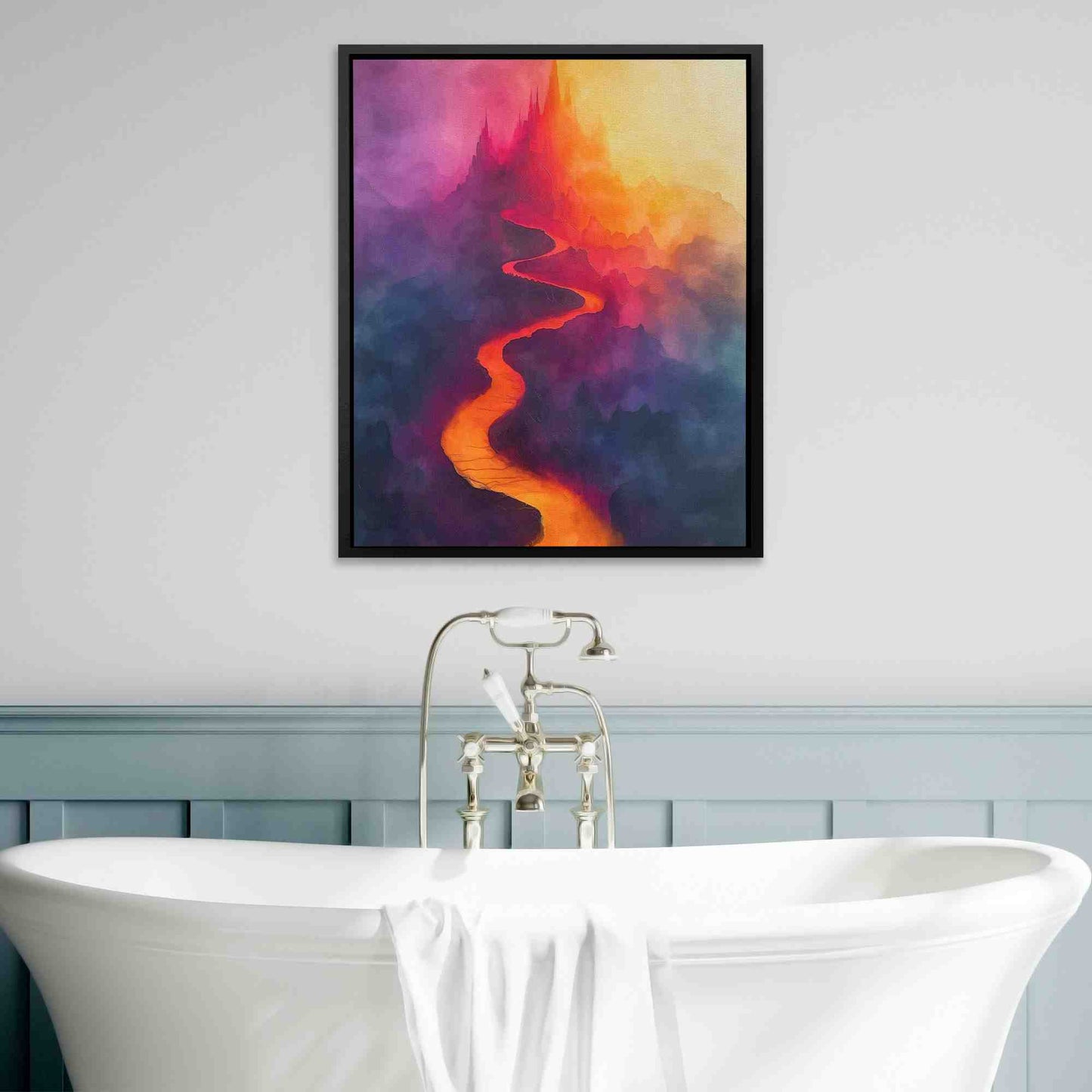 Enigmatic Journey - Fuchsia Wall Art in Black Frame