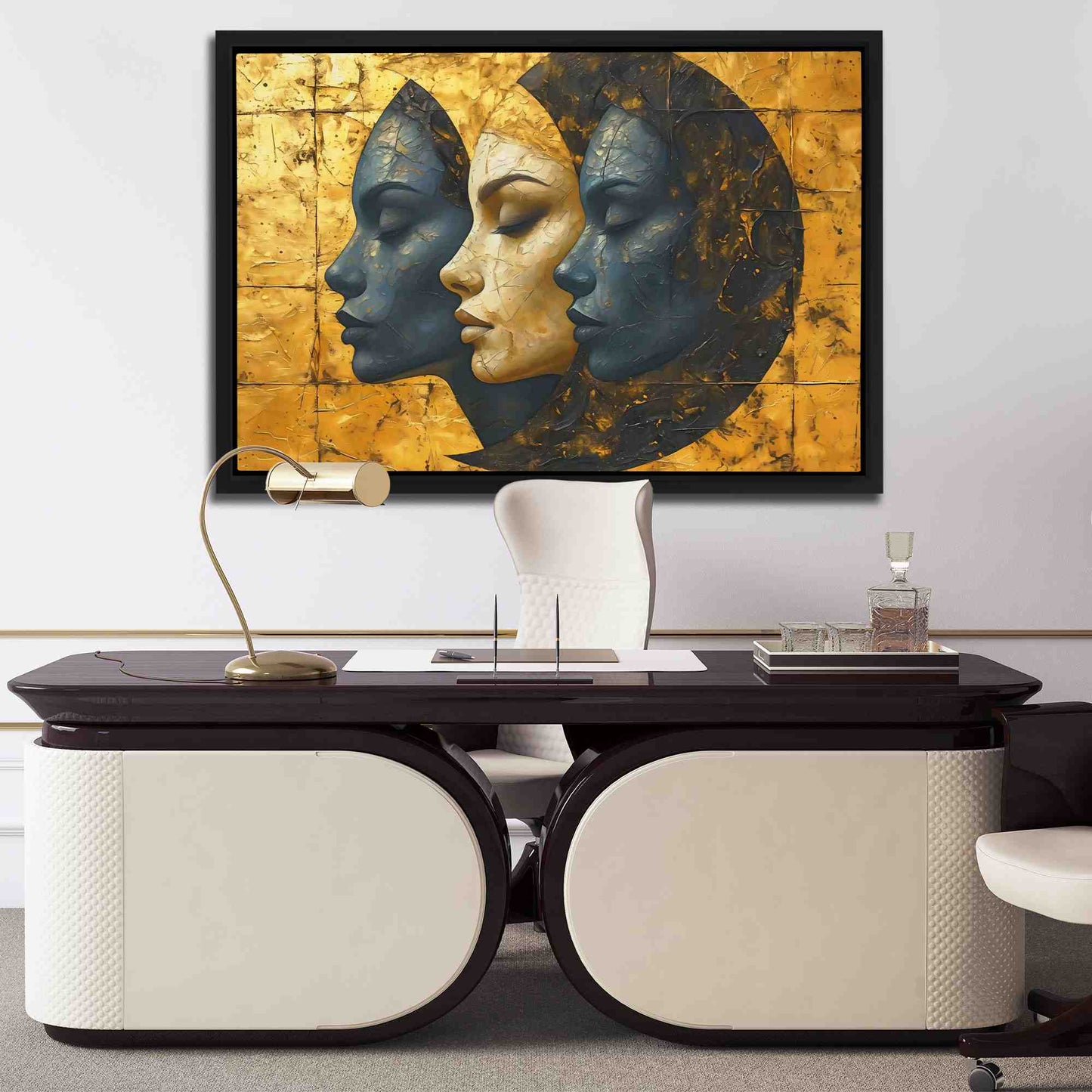Enigmatic Triplets - Feminine Wall Art in Black Frame