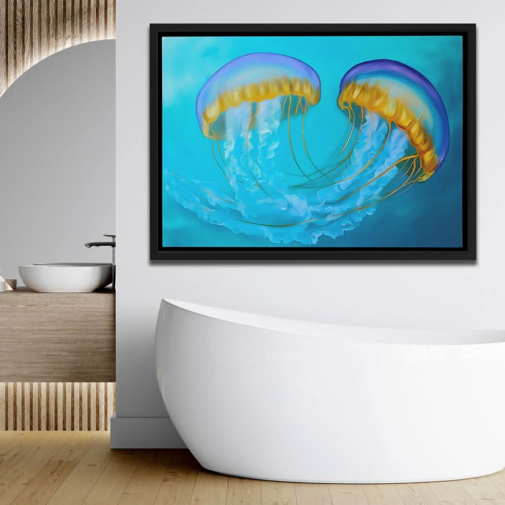 Entangled Jellyfish - Blue Coastal Canvas Print