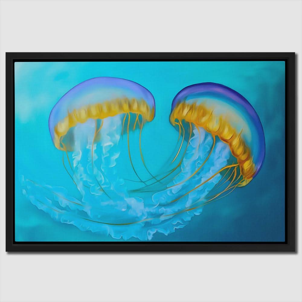 Entangled Jellyfish - Coastal Wall Art in Black Frame