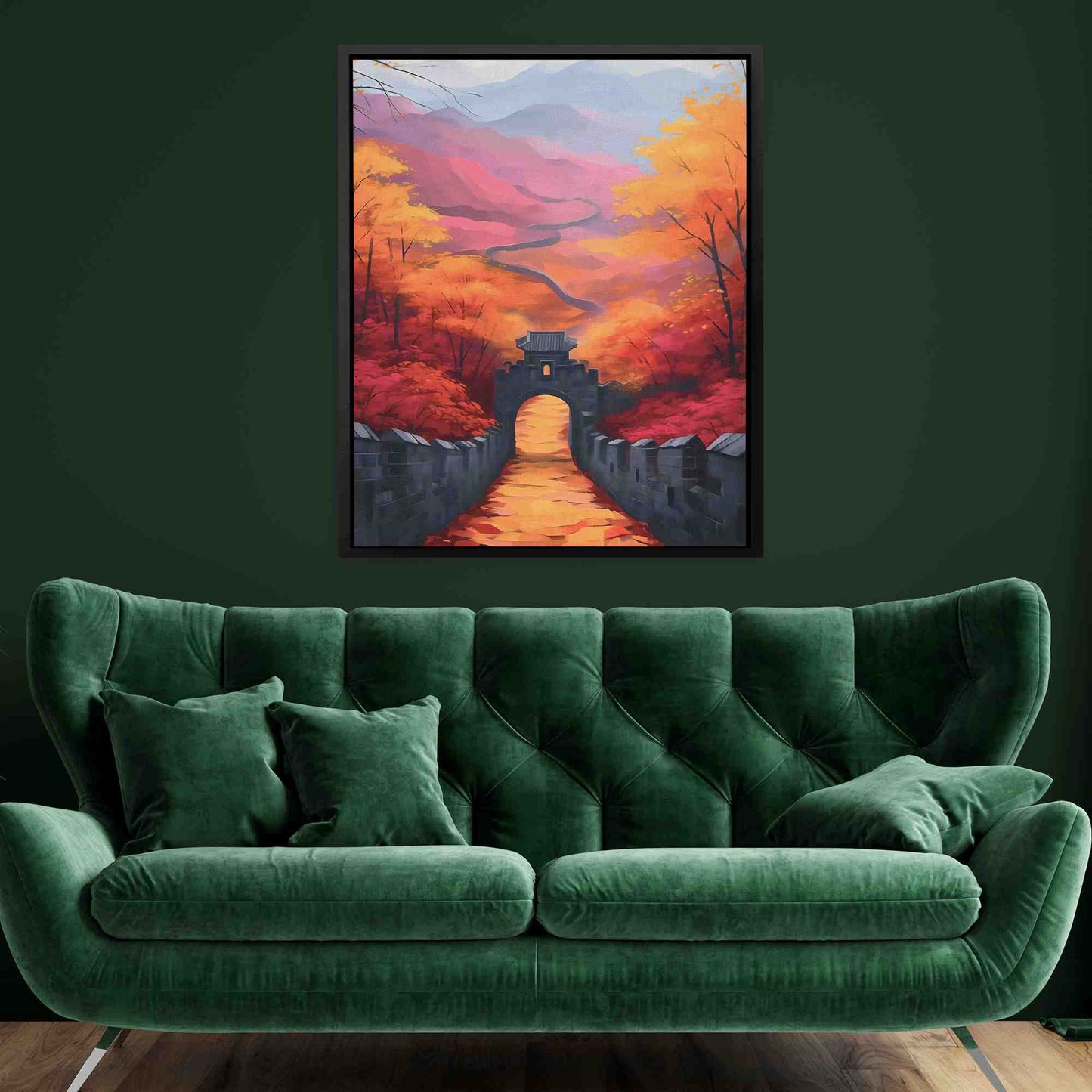 Enter the Great Wall - Orange Canvas Wall Art