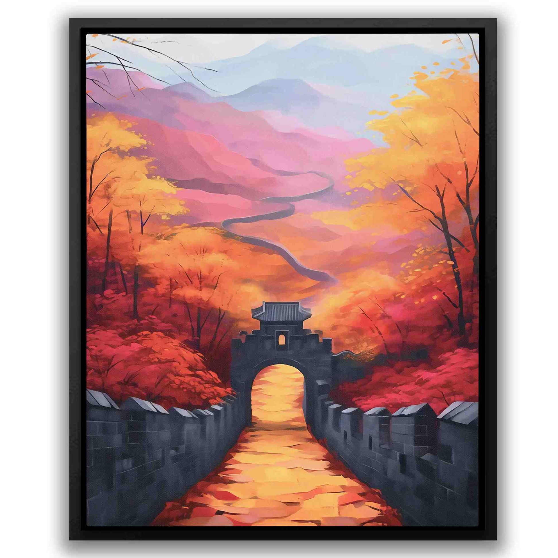 Enter the Great Wall - Orange China Canvas Print