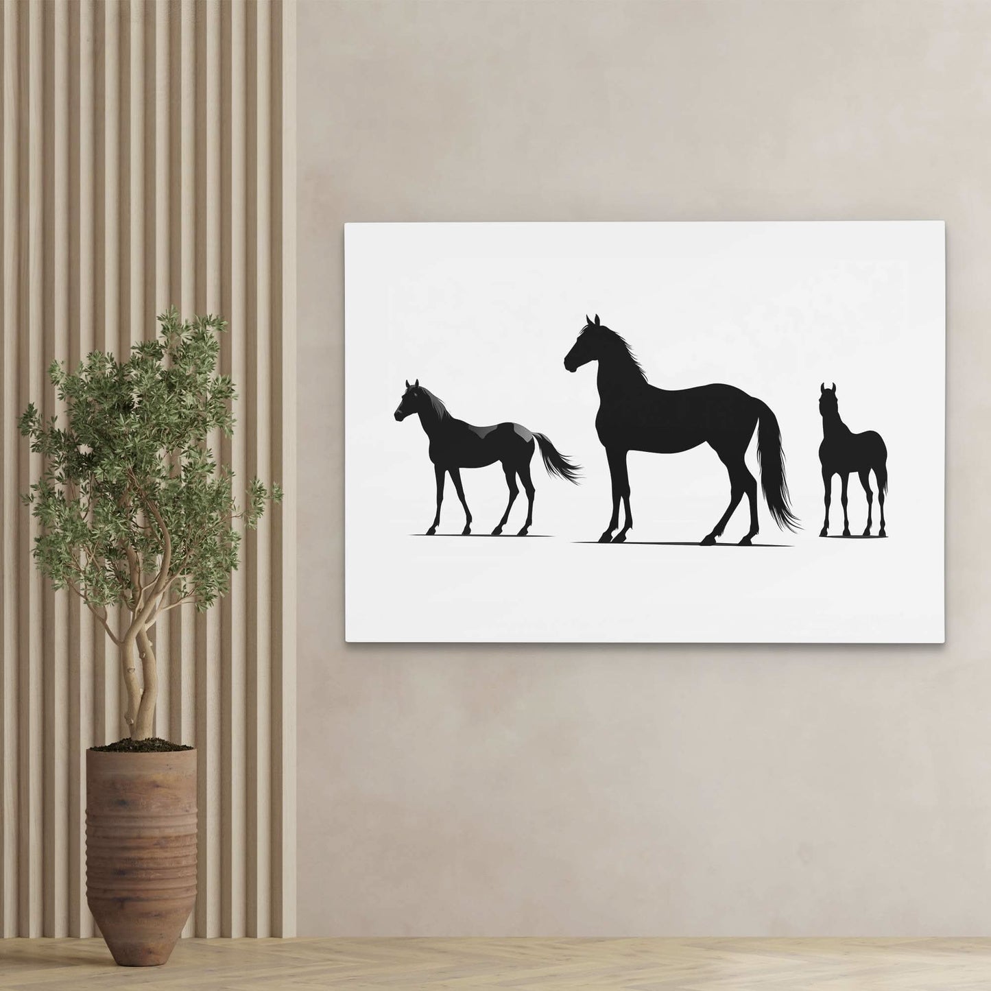 Equestrian Silhouettes - Black and White Canvas Print