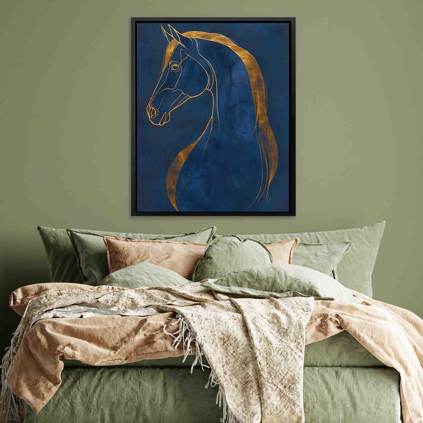 Equine Dreams - Minimalist Wall Art in Black Frame