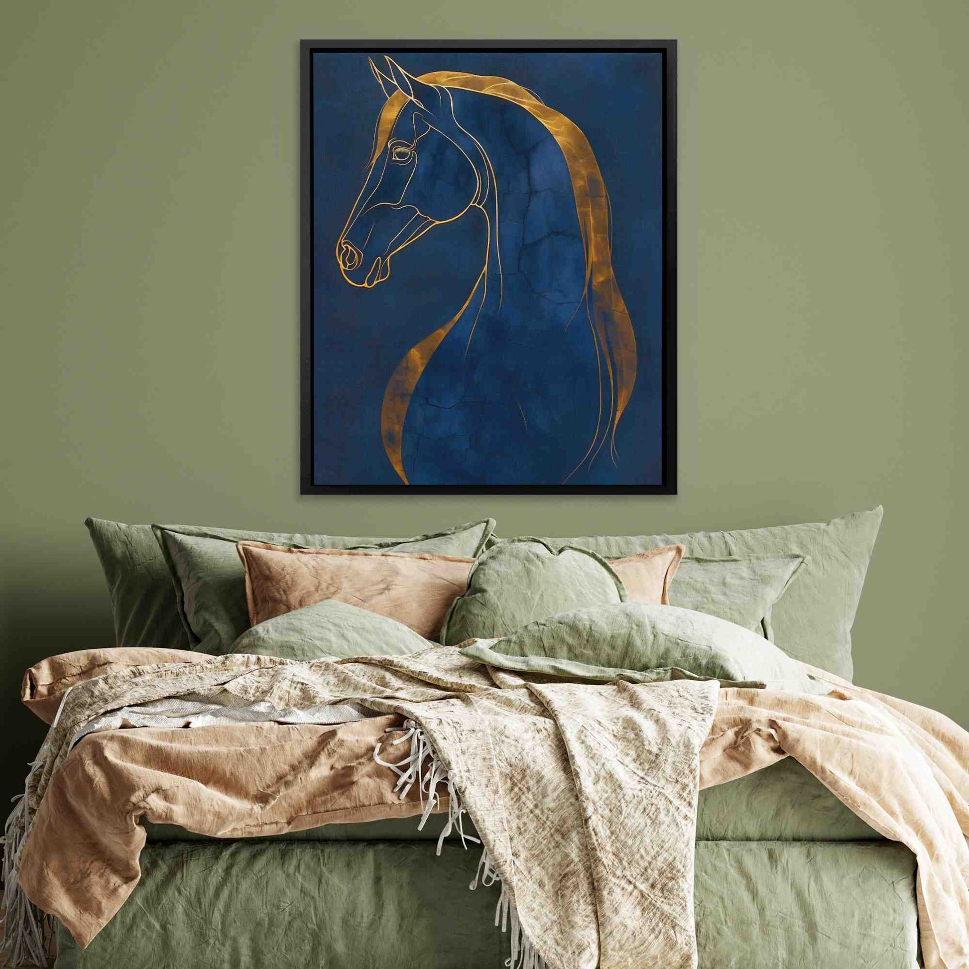 Equine Dreams - Minimalist Wall Art in Black Frame