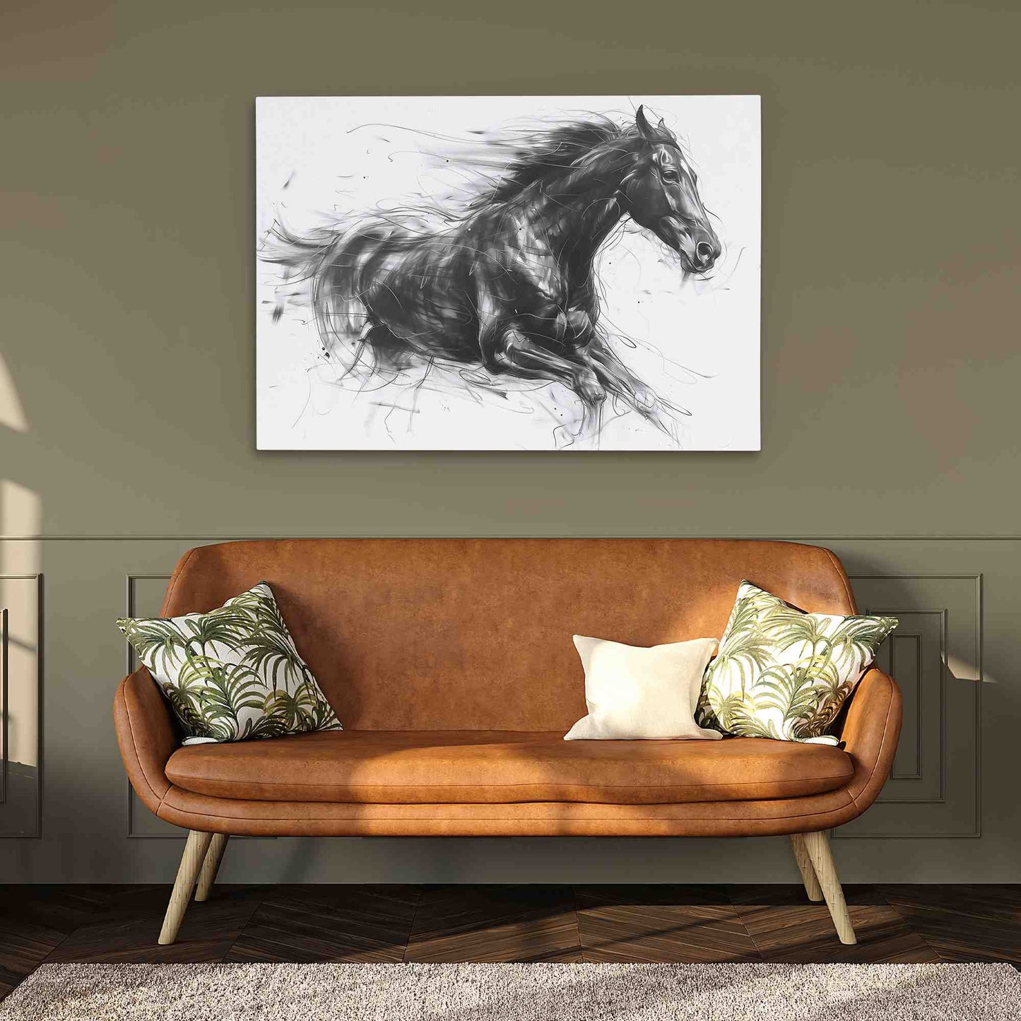 Equine Elegance - Abstract Wall Art in Black Frame