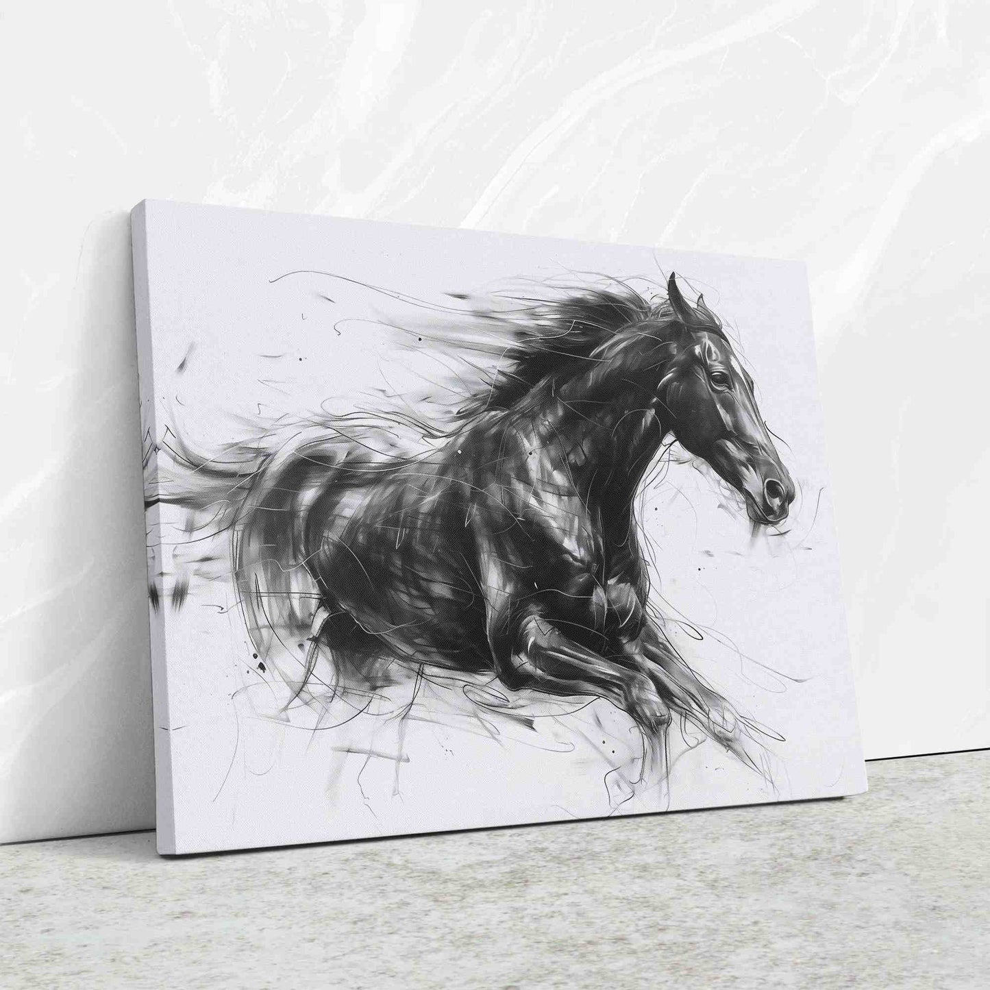 Equine Elegance - Modern White Canvas Wall Art